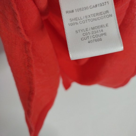 JOIE Womens Cuffed Collared Button Up Top Xs Red Cotton - Picture 9 of 10